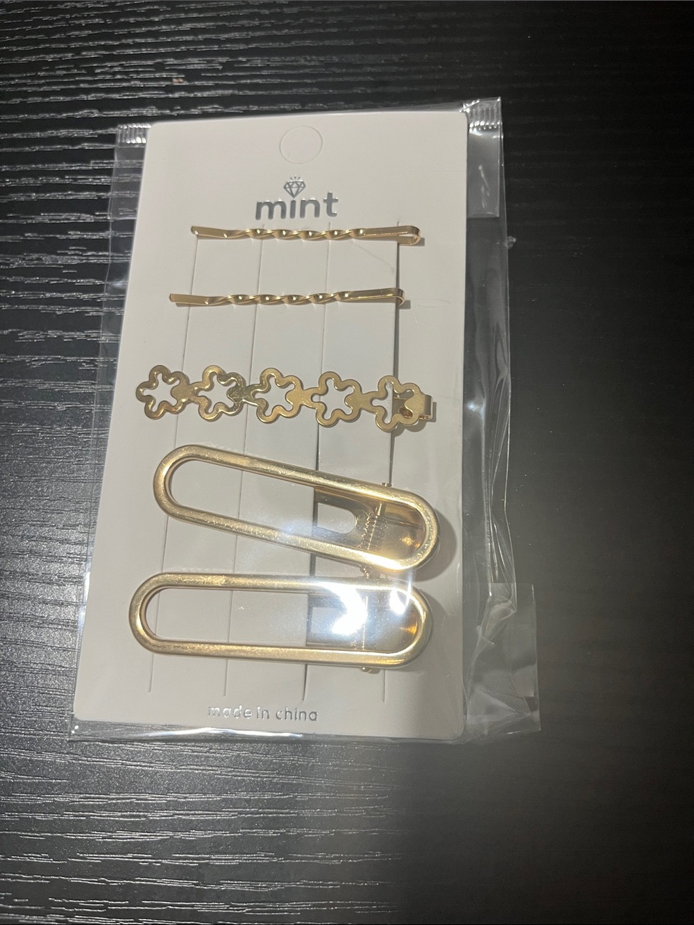 Mint Gold Metallic Hair Clip Set